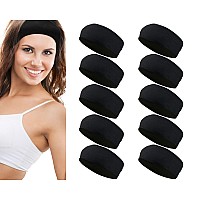 Styla Hair Headbands for Women Pack of 10 Stretch No Slip Design Comfort for Casual Outfits, Spa Day, Workouts, Yoga, Running & More Black Headband