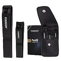 FIXBODY Nail Clipper Set - Black Stainless Steel Fingernails & Toenails Clippers & Nail File Sharp Nail Cutter, Stocking Stuffers for Men and Women, Thanksgiving, Christmas, Birthday Gifts for Him