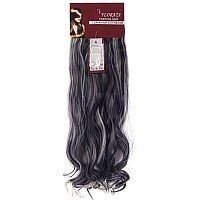 Lelinta 7Pcs 16 Clips 24 Inch Wavy Curly Full Head Clip In On Double Weft Hair Extensions Natural Black Mix Silver Grey