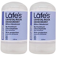 Lafes Natural Deodorant Unscented Crystal Mineral Rock Natural Deodorant 225 Ounce 2 Pack