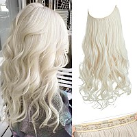 Sarla Invisible Wire Hair Extensions With 3 Clips Long Synthetic Wavy Curly Hairpiece Adjustable Transparent Headband For Women