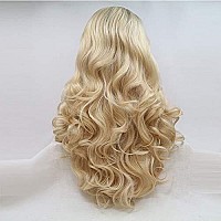 Xiweiya Long Ombre Blonde Lace Front Wig With Dark Roots 2 Tones Ash Blonde Wig Body Wave 13X3 Lace Front Wigs Side Part Heat Re