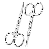 Utopia Care Curved and Rounded Facial Hair Scissors for Men - Mustache, Nose, Beard, Eyebrows, Eyelashes and Ear Hair Cutting Scissors - Professional Stainless Steel Trimming Scissors - Silver