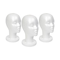 Studio Limited Styrofoam Mannequin Head White Foam Wig Head Display 3 Pack