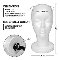 Studio Limited Styrofoam Mannequin Head White Foam Wig Head Display 3 Pack