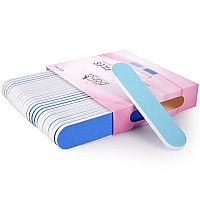 25Pcs Pana Mini Doublesided Emery Nail File For Manicure Pedicure Natural And Acrylic Nails Bluelight Blue Grit 18018