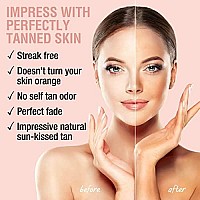 Face Tanner - Self Tan Serum wHyaluronic Acid and Organic Oils, Self Tanners Best Sellers, Facial Sunless Tanner for Natural Sunkissed glow, Fake Tan Moisturizer, 20 fl (Light to Medium)