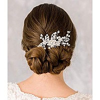 SWEETV Bridal Hair Comb Clip Pin Rhinestone Pearl Wedding Hair Accessories for Bride Bridesmaid, Silver