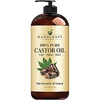 Handcraft Castor Oil For Hair Growth, Eyelashes And Eyebrows - 100% Pure And Natural Carrier Oil & Body Oil - Use As Aromatherapy Carrier Oil, Moisturizing Massage Oil - 16 Fl. Oz