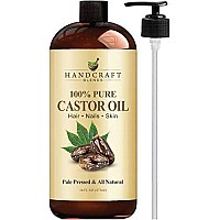 Handcraft Castor Oil For Hair Growth, Eyelashes And Eyebrows - 100% Pure And Natural Carrier Oil & Body Oil - Use As Aromatherapy Carrier Oil, Moisturizing Massage Oil - 16 Fl. Oz