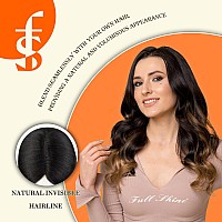 Full Shine Clip In Hair Topper Remy Human Hair 16 Inch Crown Topper Mono Base Hair Topper For Women With Hair Loss Thinning Hair