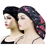 Satin Bonnets For Braids Silk Bonnet For Long Hair Covers Women Xl Large Silk Hair Bonnets Sleeping Bonnets Sleep Shower Cap