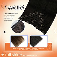 Full Shine Black Human Hair Clip In Extensions Off Black Hair Extensions Real Human Hair For Short Hair Tripple Weft Remy Hair E