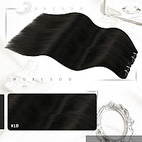 Moresoo Clip In Hair Extensions Human Hair Black 24Inch Double Weft Human Hair Clip In Extensions Natural Black Remy Hair Extens