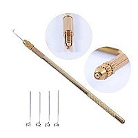 YANTAISIYU 4 pcs Ventilating Needles +1 Brass Holder for Lace Wig Needle