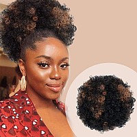 Glam21Usa Afro Puff Drawstring Ponytail Retro Kinky Curly Ponytail Wig Clip In Bun Hair Piece For Black Women Synthetic Hair Ext