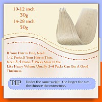 Full Shine Glue In Brazilian Human Hair Blonde Tape Hair Extensions 14 Inch Skin Weft Hair Extensions Color 60 Platinum Blonde R