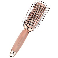 Vent Hair Brush for Blow Drying, Detangling Hairbrush for Women - Vented Brush with Gel Handle - Rose Gold by Lily England