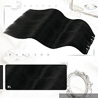 Moresoo Black Hair Extensions Clip In Human Hair Jet Black Clip In Hair Extensions Real Human Hair Double Weft Human Hair Extens