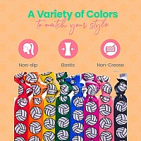 Sportybella Multicolored Volleyball Hair Ties For Girls No Crease Elastics For Players 8Pcs