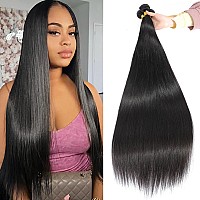 Straight Bundles Human Hair 3 Bundles 14 14 14 Inch 100 Unprocessed Virgin Remy Hair Straight Human Hair Bundles Natural Black