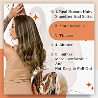 Full Shine Tape In Hair Extensions 18Inch Skin Weft Tape In Human Hair Medium Brown To Honey Blonde Real Human Hair Extensions T