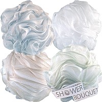 Shower Bouquet Loofahbathsponge Xl75Gsoftset 4Packpastelcolors Extralarge Mesh Pouf Scrubber For Men And Women Exfo