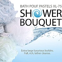 Shower Bouquet Loofahbathsponge Xl75Gsoftset 4Packpastelcolors Extralarge Mesh Pouf Scrubber For Men And Women Exfo