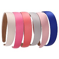 LONEEDY 6 Hard Headbands, 1 Inch Wide Non-slip Ribbon Hairband for Women (6 PCS Bright Colors)