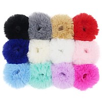 Fuzzy Furry Faux Fur Scrunchies Hair Band Rope Hair Holder Wristband Hair Ring Tie Ponytail Holder Hair Accessories Mix Colors