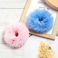 Fuzzy Furry Faux Fur Scrunchies Hair Band Rope Hair Holder Wristband Hair Ring Tie Ponytail Holder Hair Accessories Mix Colors