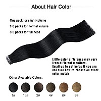 Aison Jet Black Tape In Hair Extensions Human Hair 18 Inch 40G Tape In Human Hair Extensions Invisible Tape In Hair Extensions H