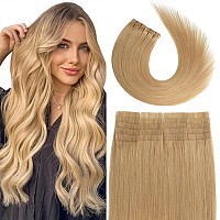 Aison Tape In Hair Extensions Honey Blonde 22 Inch 100 Strawberry Blonde Remy Human Hair Extensions Silky Straight For Women 20