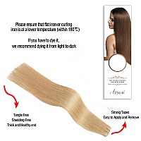 Aison Tape In Hair Extensions Honey Blonde 22 Inch 100 Strawberry Blonde Remy Human Hair Extensions Silky Straight For Women 20