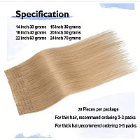 Aison Tape In Hair Extensions Honey Blonde 22 Inch 100 Strawberry Blonde Remy Human Hair Extensions Silky Straight For Women 20