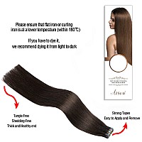 Aison Dark Brown Tape In Hair Extensions Human Hair 100 Remy Human Hair Extensions Silky Straight For Fashion Women 20 Pcspack