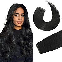 Tape Hair Extensions Real Human Hair 1B Naturl Black 100 Remy Human Hair Extensions Silky Straight For Fashion Women 20 Pcspac