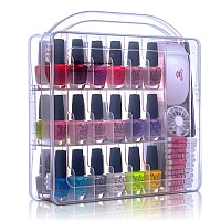 Makartt Nail Polish Organizer Gel Nail Polish Holder For 36 Bottles With Large Separate Compartment Universal Clear Nail Storage