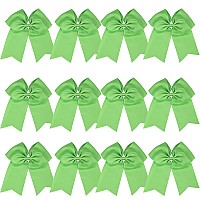 8 Inch Cheerleader Bows Ponytail Holder Cheerleading Bows Hair Tie Apple Green