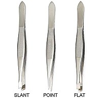 Luxxii (3 Pack) Tweezers Set - Stainless Steel Slant Tip, Flat, Point Tweezers Hair Plucker for Hair and Eyebrows Personal Care (A)