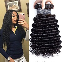 Amella Hair 8A Brazilian Deep Wave 3 Bundles 100 Unprocessed Virgin Human Hair Natural Color 10 10 10