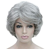 Lydell Womens Short Curly Wavy Wig Synthetic Hair Full Wig 6 Inches 51 Silver Grey