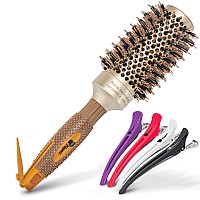 Fagaci Professional Round Brush For Blow Drying With Natural Boar Bristle Round Brush Nano Technology Ceramic Ionic For Hai