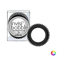 invisibobble SLIM Traceless Spiral Hair Ties - Pack of 3, True Black - Strong Elastic Grip Coil Hair Accessories for Women - No Kink, Non Soaking - Gentle for Girls Teens and Thick Hair