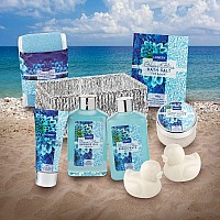 Mothers Day Home Spa Gift Basket in Heavenly Ocean Bliss Scent - 9pc Bath & Body Set - Shower Gel, Bubble Bath, Bath Salt, Body Lotion & more, Wedding, Anniversary, Birthday, Graduation Gift for Women