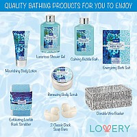 Mothers Day Home Spa Gift Basket in Heavenly Ocean Bliss Scent - 9pc Bath & Body Set - Shower Gel, Bubble Bath, Bath Salt, Body Lotion & more, Wedding, Anniversary, Birthday, Graduation Gift for Women