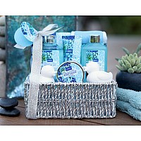 Mothers Day Home Spa Gift Basket in Heavenly Ocean Bliss Scent - 9pc Bath & Body Set - Shower Gel, Bubble Bath, Bath Salt, Body Lotion & more, Wedding, Anniversary, Birthday, Graduation Gift for Women