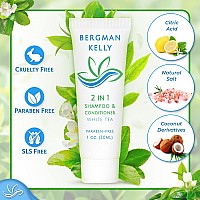 BERGMAN KELLY Travel Size Shampoo & Conditioner 2 in 1 (1 Fl Oz, 100 PK, White Tea), Delight Your Guests with Revitalizing and Refreshing Shampoo Amenities, Quality Small Size Hotel Toiletries in Bulk