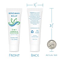 BERGMAN KELLY Travel Size Shampoo & Conditioner 2 in 1 (1 Fl Oz, 100 PK, White Tea), Delight Your Guests with Revitalizing and Refreshing Shampoo Amenities, Quality Small Size Hotel Toiletries in Bulk