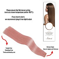 Aison Tape In Hair Extensions Pink 100 Remy Human Hair Extensions Silky Straight For Fashion Women 20 Pcspackage20Inch Pink